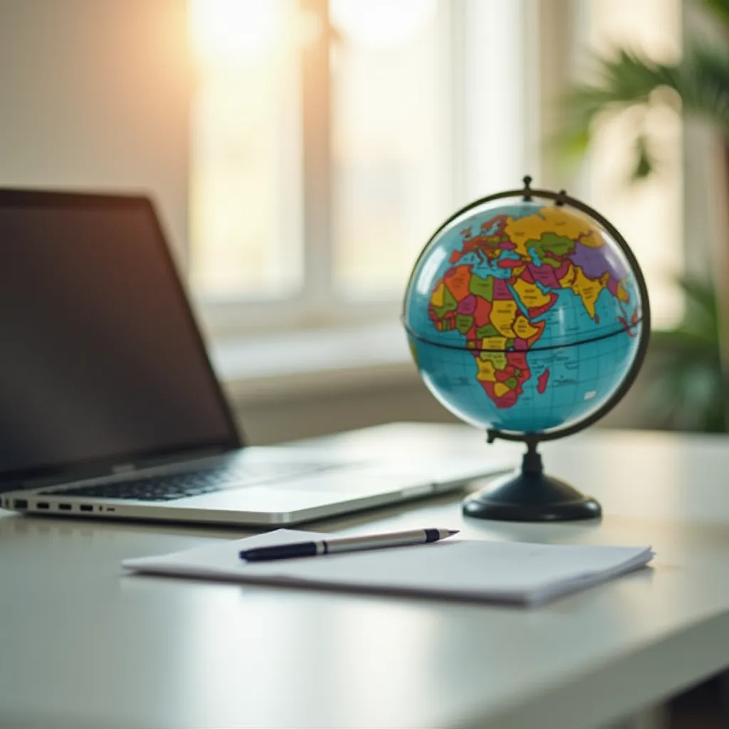 Espacio de trabajo preparando viaje internacional para homologacion de carnet